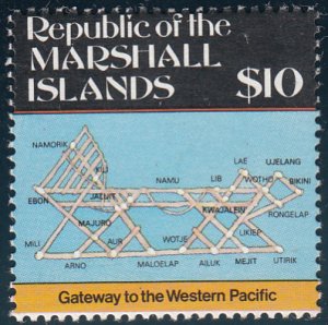 Marshall Islands 1987 MNH Sc 109 $10 Stick chart of the atolls - Maps