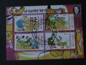 CONGO-2012 WALT DISNEY CARTOON-FANCY POSTAL CANCEL-.VF WE SHIP TO WORLDWIDE