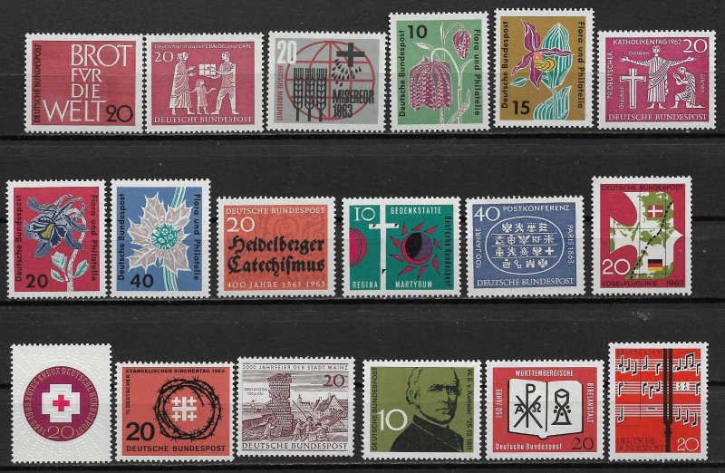 1962-3 Germany mint (mostly MNH) lot of 18