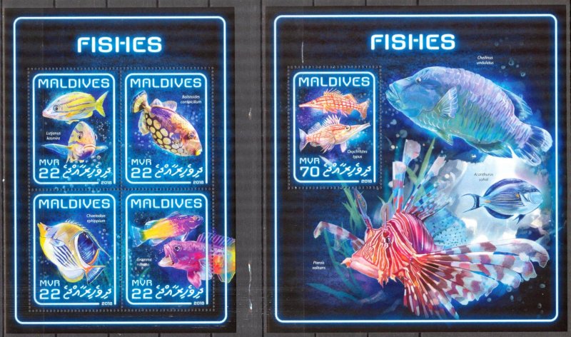 Maldive Islands 2018 Marine Life Fishes V sheet MNH