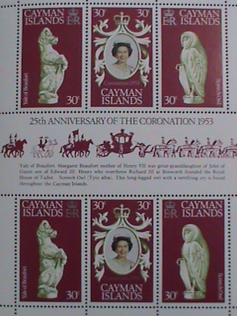 ​Cayman Island Stamp:1953-25th anniversary-Queen Elizabeth II-mnh: S/S sheet