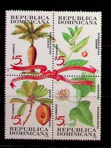 DOMINICAN REP. Sc 1308 NH BLOCK OF 4 OF 1999 - FLOWERS