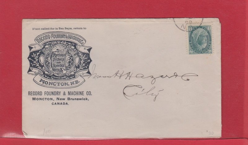 Record Stoves and Ranges Foundry Moncton, N.B. 1c Numeral Issue Canada cover