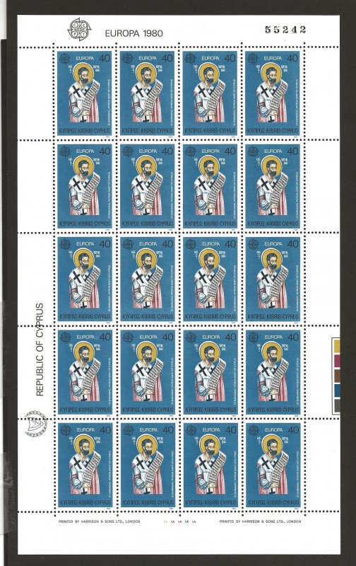 CYPRUS SC# 533-34  SHEET/20  FVF/MNH