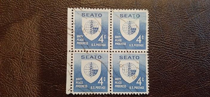 US Scott # 1151; used 4c SEATO from 1960; block of 4; XF centering