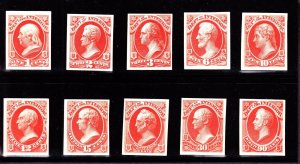 US O15P3-O24P3 Interior Dept. Official India Paper Proofs on Backing Card (01)