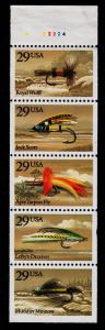 #2545 - 2549a Fishing Flies Pane of 5  - MNH