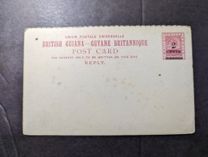 Mint British Guiana Two Cents Overprint Postcard Postal Stationery