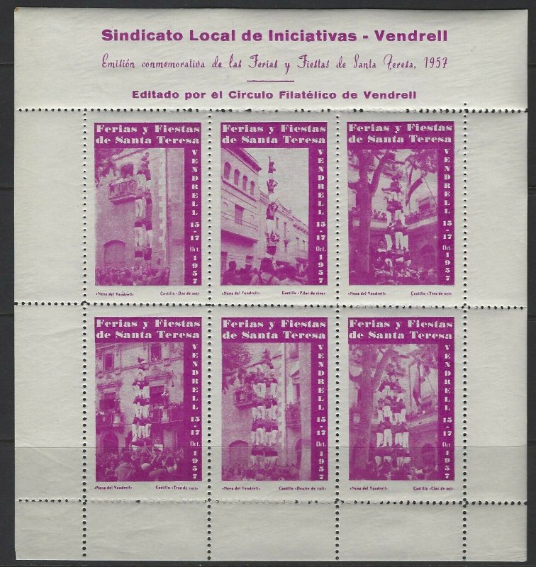 1957 SINDICATO LOCAL DE INICIATIVAS VENDRELL POSTER STAMPS CINDERELLAS SHEETS