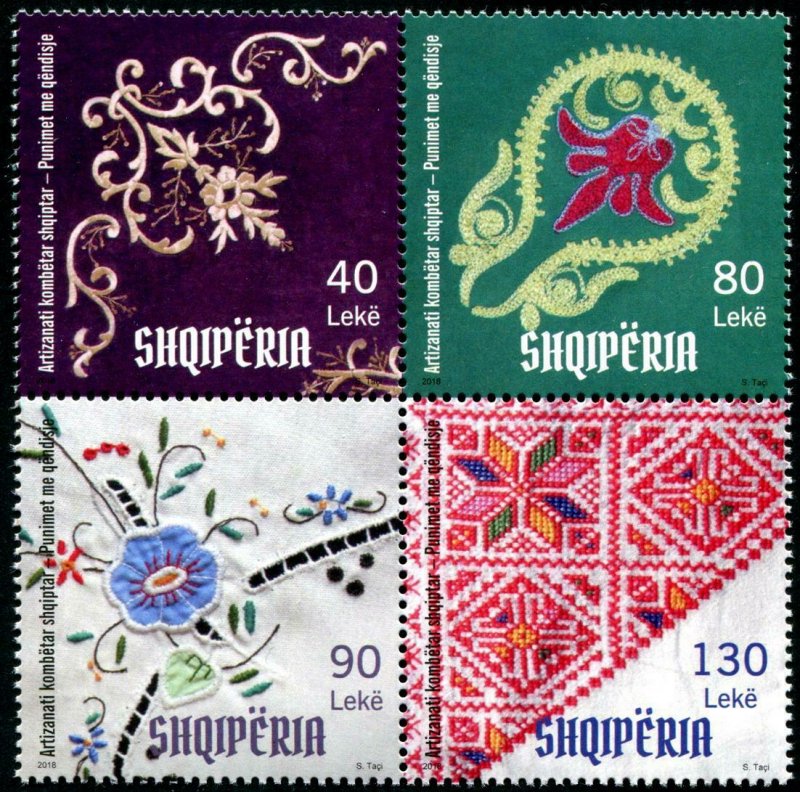 HERRICKSTAMP NEW ISSUES ALBANIA National Craft 2018 Embroidery
