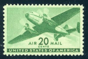 US Stamp #C29 Twin Motor Transport 20c - PSE Cert - VF-XF 85 - MNH - SMQ $15.00