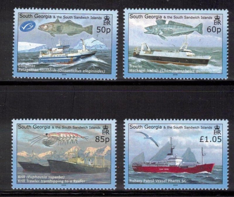 SOUTH GEORGIA 2008 Fisheries; Scott 363-66, SG 449-52; MNH