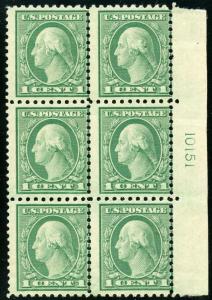 UNITED STATES SCOTT#542 PLATE BLOCK OF SIX MINT NH  --SCOTT VALUE $300.00