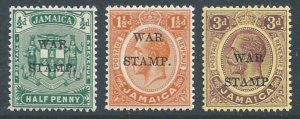 Jamaica #MR7-9 NH Arms, George V Ovptd. War Stamp