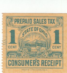 Ohio Prepaid Sales Tax Stamps - 1935 - 1c Consumer Receipt - Reserve Litho