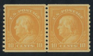 USA 497 - 10 cent coil pair - XF Mint very light hinged