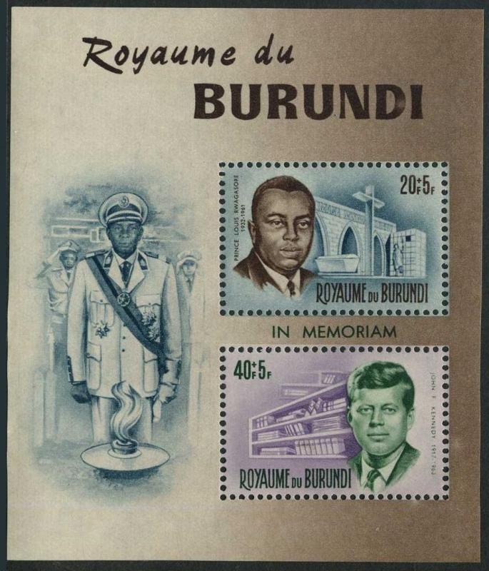 Burundi B23-B26,B27,MNH.Michel 211-214,Bl.10A. John F.Kennedy,L.Rwadasore,1966.