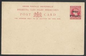 BERMUDA QV ONE PENNY on 1½d postcard fine unused....................56910