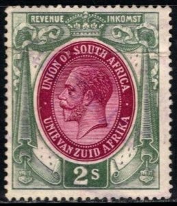 1913 South Africa Revenue King George V 2 Shillings General Tax Duty Stamp Used