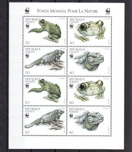 Haiti, Scott cat. 913 a-d. W.W.F. Frogs sheet of 2 sets.