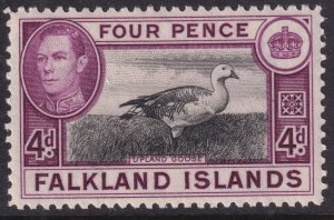 Falkland Island Sc# 88 KGVI 1938-46  portrait 4 pence issue MLMH CV $2.75