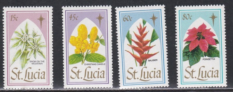 St. Lucia # 927-930, Christmas Flowers, Mint NH, 1/2 Cat.