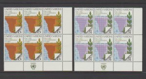 United Nations NY 312-313 Inscription Blocks of 6 LR Free Independent Namibia