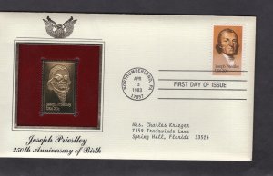 2038 Joe Priestley, FDC PCS Gold Replica addressed