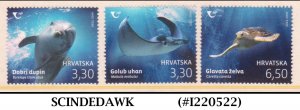 CROATIA - 2021 MARINE LIFE / DOLPHIN DEVIL FISH TURTLE - 3V MINT NH