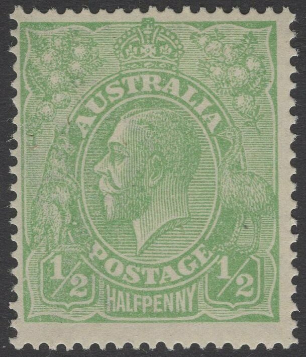 AUSTRALIA SG20c 1916 ½d YELLOW GREEN MTD MINT