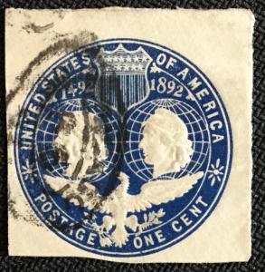 US #U348 Used Single Cut Square Columbus/Liberty SCV $1.25