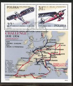 Poland Scott 2516a Used CTO  mini sheet 1982 aircraft map