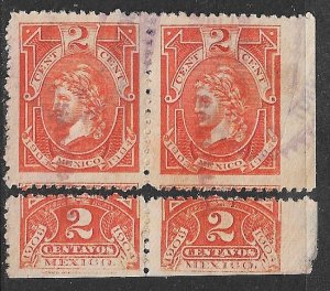 MEXICO 1903-04 2c Liberty Head Internal Revenue Rentas Pair R226 SALTILLO Used