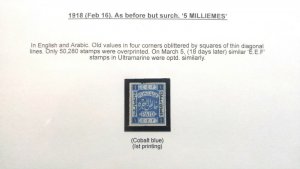 Rare 1918 Palestine E. E.F “1er Design” & 5 Mils “Surcharge 1er Impression”