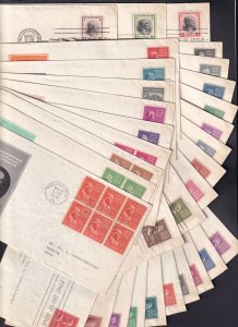 1938 Presidential Series Prexy Sc 803-834-1 FDCs with Ioor cachets matched (Y5