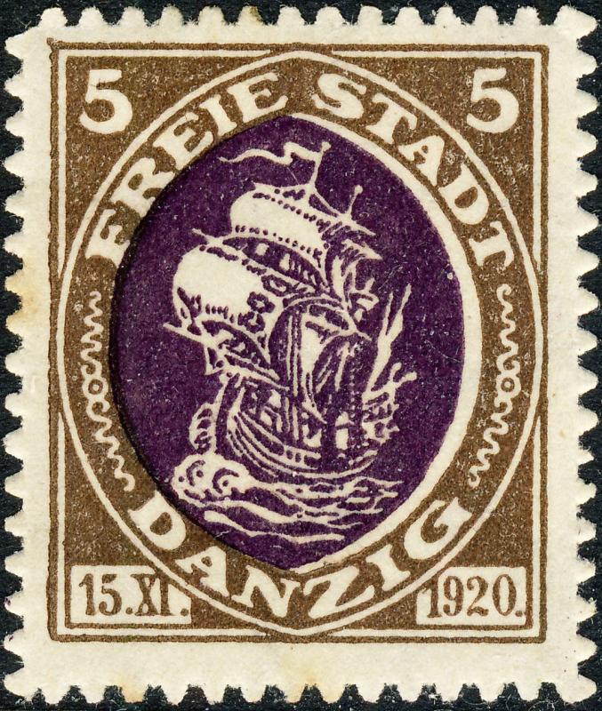 DANZIG - 1921 - Mi.53 5pf dark brown & bright violet - Mint*