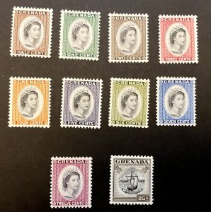 Grenada: 1953, Queen Elizabeth definitive, short set to 25c, MNH 