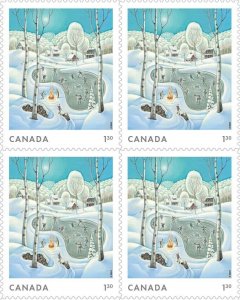Canada Holiday Winter Scenes Pond $1.30 block (4 stamps) MNH 2023