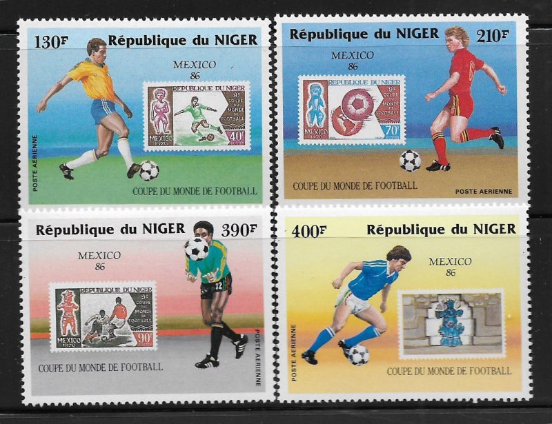 NIGER, C367-C370, MNH, MEXICO '86 FOOTBALL