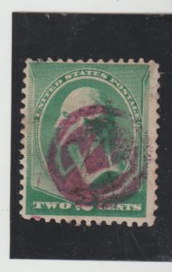 Scott #213  STAR of David Fancy Cancel 2 Cent Washington Banknote 1888