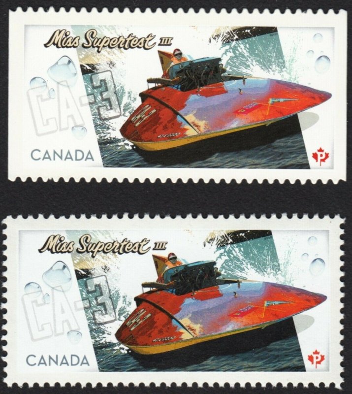 SPEED BOAT = MISS SUPERTEST = DIE CUT & SS stamps Canada 2011 #2486a, #2487i MNH