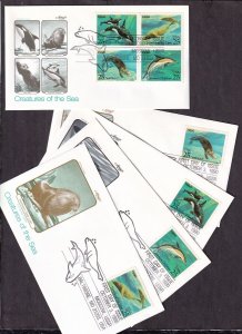 1990 Creatures of the Sea Sc 2508-11 2511a USA cancels Artmaster cachets