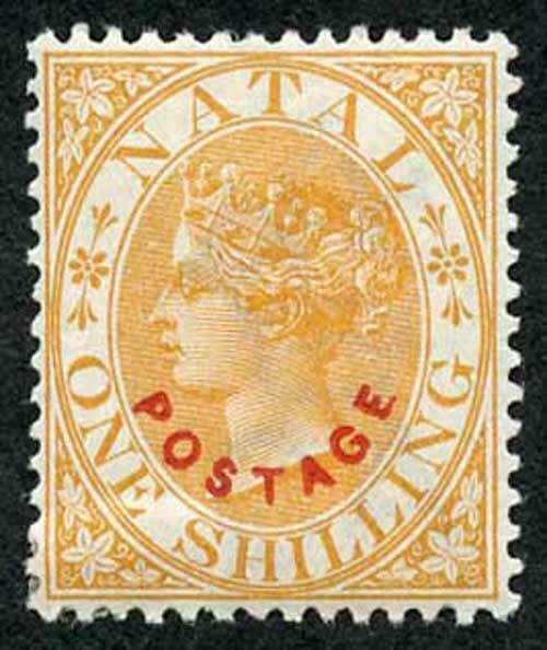 Natal SG108 1/- opt Postage Cat 14 pounds M/M Fine and Fresh