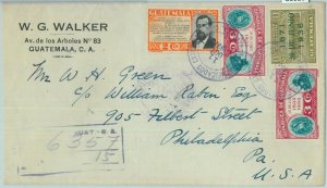 86026 - GUATEMALA - POSTAL HISTORY - REGISTERED COVER to USA 1937 - TRAINS