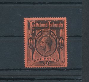 1912-20 FALKLAND ISLANDS - Stanley Gibbons #69 - 1 Pound Black and Red - MNH** L