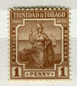 TRINIDAD; 1921-22 early Britannia issue Mint hinged 1d. value