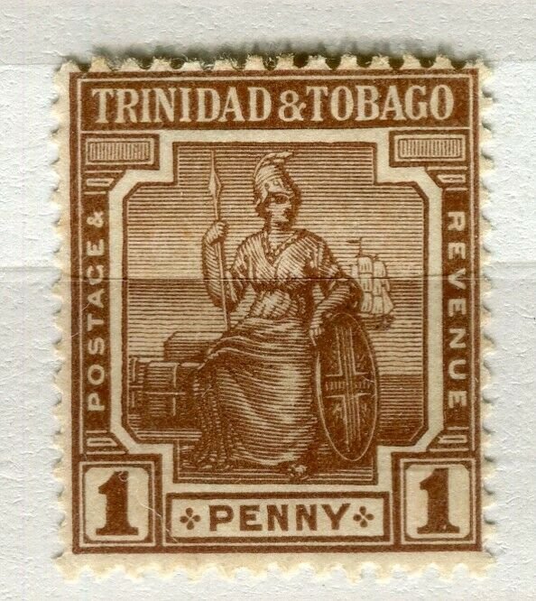 TRINIDAD; 1921-22 early Britannia issue Mint hinged 1d. value