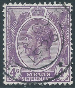 Straits Settlements, Sc #184, 4c Used