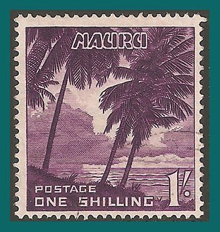 Nauru 1954 Palm Trees, 1s used  #45,SG54