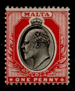 MALTA EDVII SG48, 1d black & red, M MINT. Cat £26.